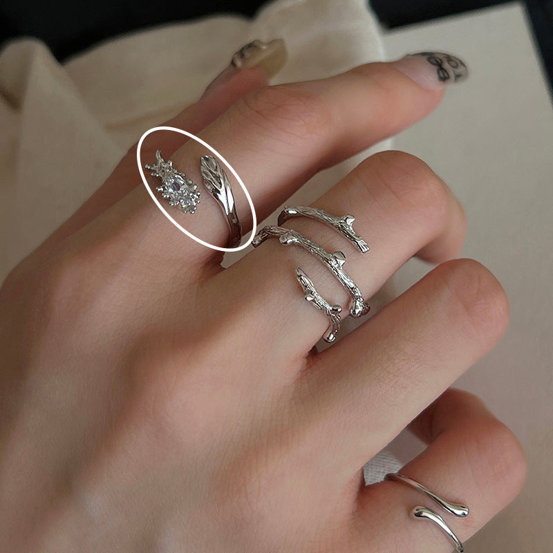 Colorful Zircon Ring Collection - Chic Open Ring Design