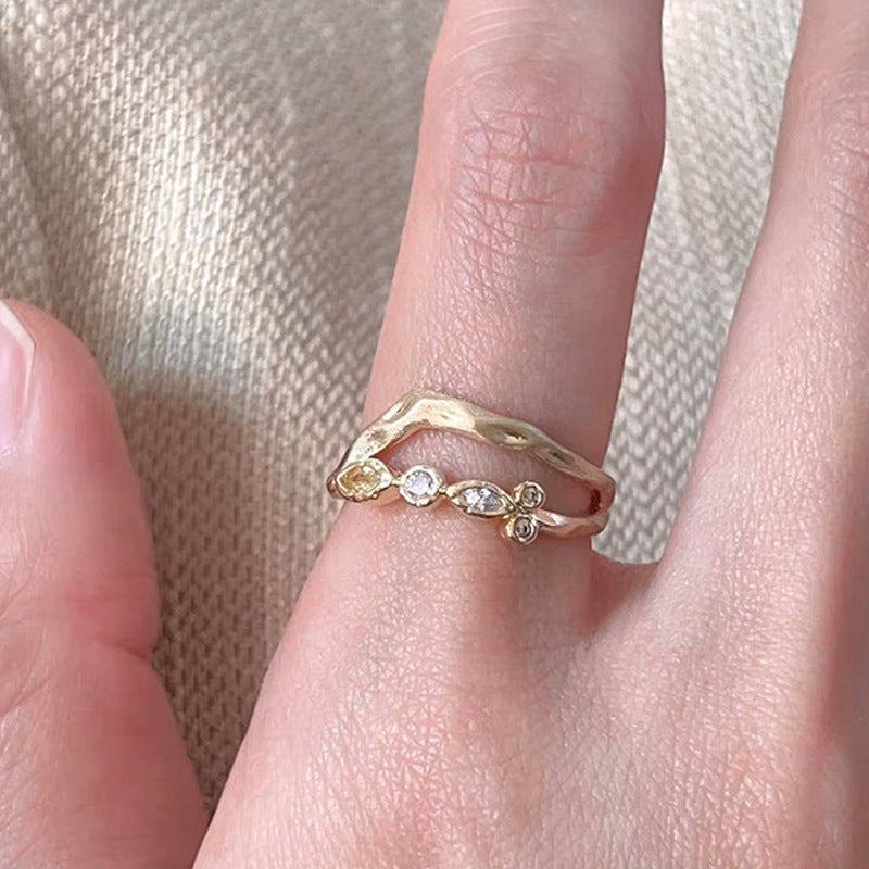 Colorful Zircon Ring Collection - Chic Open Ring Design