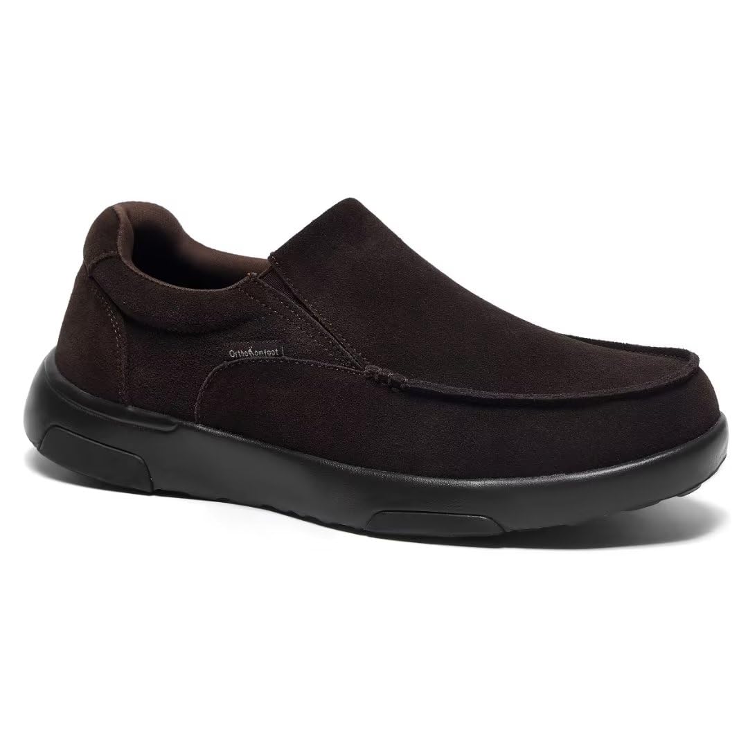 Mens Orthopedic Slip On Loafers Walking Shoes for High Arch Comfortable Driving Shoes for Plantar Fasciitis Durable Supportive Casual Dress Loafers for Outdoor Trip Coffee Size 9