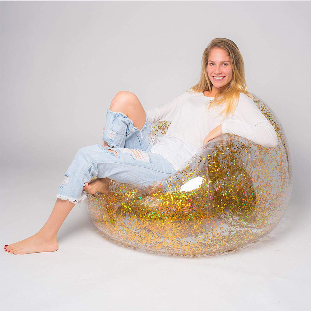 Inflatable Transparent Sequin Sofa & Portable Lounge Chair